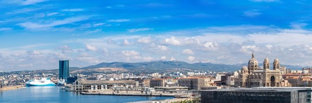 Saint Jean Castle and Cathedral de la Major and the Vieux port in Marseille, France in a summer dayのeditorial素材