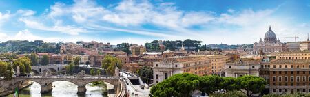 Panorama of Rome and Basilica of St. Peter in a summer day in Vaticanの写真素材