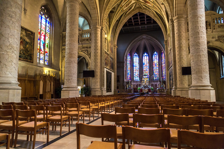 LUXEMBOURG, LUXEMBOURG - JUNE 14, 2016: Interior of Notre-dame cathedral in Luxembourg a beautiful summer day, Luxembourg on 
June 14, 2016のeditorial素材