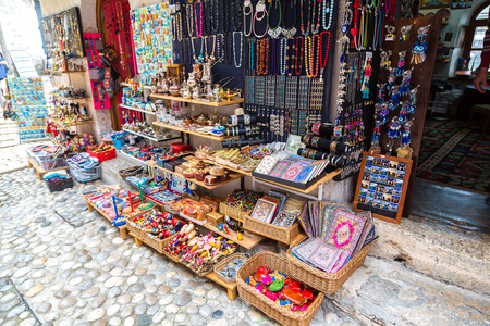 MOSTAR, BOSNIA - HERZOGOVINA - JUNE 28, 2016: Street bazaar in Mostar in a beautiful summer day, Bosnia and Herzegovina on June 28, 2016のeditorial素材