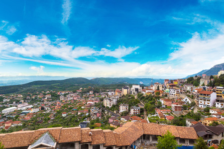 View from Kruja in a beautiful summer day, Albaniaの写真素材