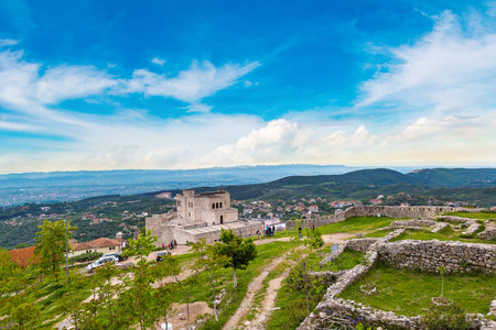 Kruja castle in a beautiful summer day, Albaniaのeditorial素材