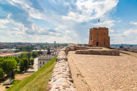 Gediminas tower in Vilnius in a beautiful summer day, Lithuaniaのeditorial素材