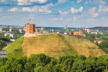 Gediminas tower in Vilnius in a beautiful summer day, Lithuaniaのeditorial素材
