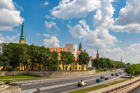 Riga Castle - residence of the President of Latvia in a beautiful summer dayのeditorial素材