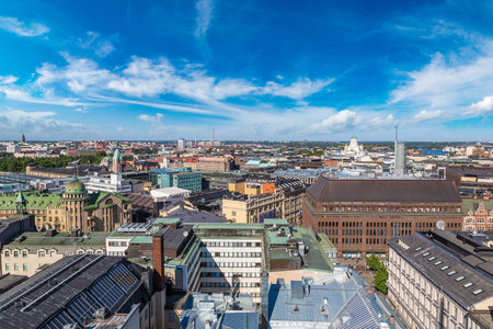 Panoramic aerial view of Helsinki in a beautiful summer day, Finlandの写真素材