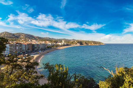 Beaches in Lloret de Mar in a beautiful summer day, Costa Brava, Catalonia, Spainの写真素材