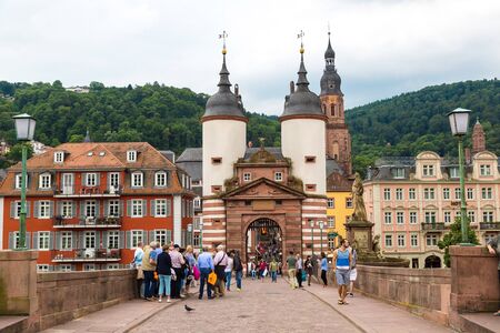 HEIDELBERG, GERMANY - JUNE 23, 2016: Old bridge in Heidelberg in a beautiful summer day, Germany on June 23, 2016のeditorial素材