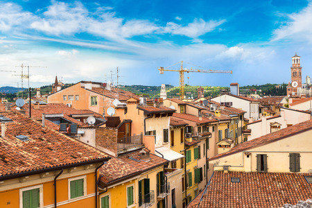 Panoramic aerial view of Verona in a beautiful summer day, Italyのeditorial素材