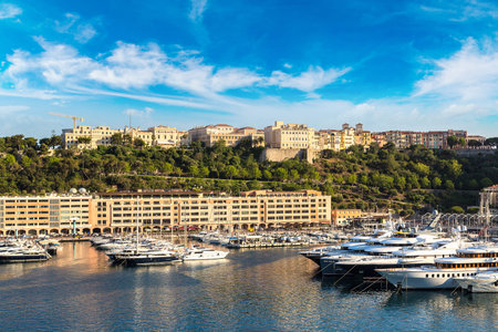 Luxury port Hercule in Monte Carlo in a beautiful summer day, Monacoのeditorial素材