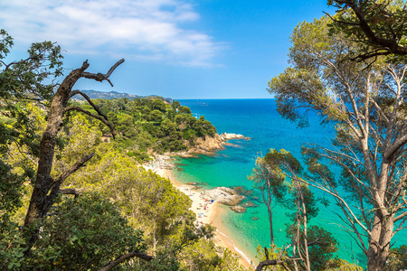 Rocks on the coast of Lloret de Mar in a beautiful summer day, Costa Brava, 

Catalonia, Spainの写真素材