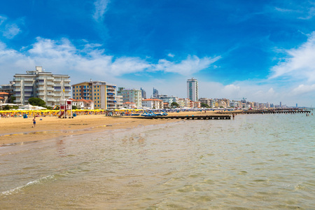 Beach of Lido di Jesolo at adriatic Sea in a beautiful summer day, Italyのeditorial素材