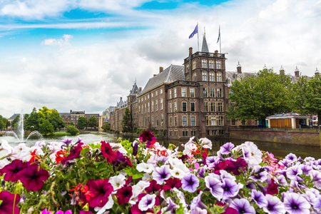 Binnenhof palace, dutch parliament in Hague in a beautiful summer day, The Netherlandsのeditorial素材