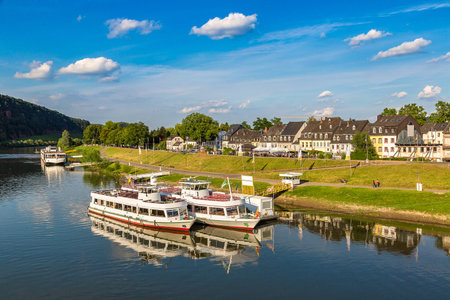 Panoramic aerial view of Trier in a beautiful summer day, Germanyのeditorial素材