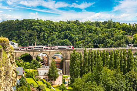 Train bridge in Luxembourg a beautiful summer day, Luxembourgの写真素材