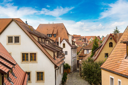 Panoramic aerial view of Rothenburg in a beautiful summer day, Germanyの写真素材