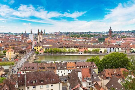 Panoramic aerial view of Wurzburg in a beautiful summer day, Germanyのeditorial素材