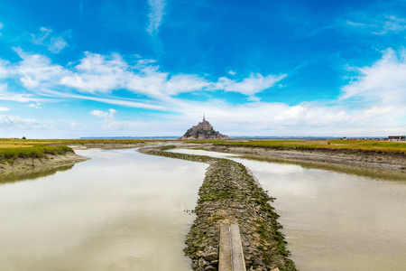 Mont Saint Michele abbey in a beautiful summer day, Franceのeditorial素材
