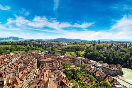 Panoramic view of Bern in a beautiful summer day, Switzerlandの写真素材