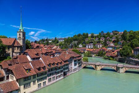 Panoramic view of Bern in a beautiful summer day, Switzerlandの写真素材