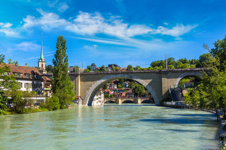 Panoramic view of Bern in a beautiful summer day, Switzerlandのeditorial素材