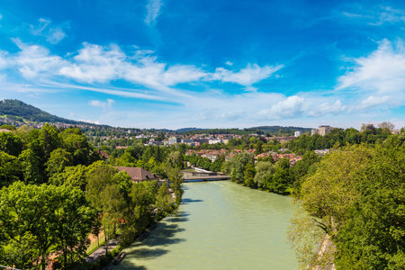 Panoramic view of Bern in a beautiful summer day, Switzerland