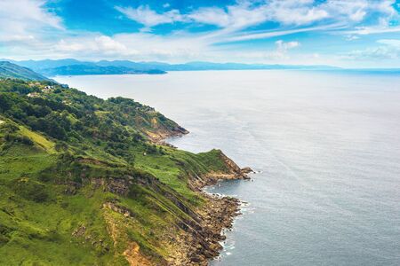 Panoramic aerial view of San Sebastian (Donostia) in a beautiful summer day, Spainの写真素材