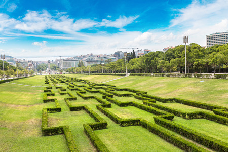 Eduardo VII park in Lisbon in a beautiful summer day, Portugalのeditorial素材