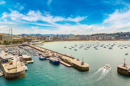 Old hardbour in San Sebastian (Donostia) in a beautiful summer day, Spainの写真素材