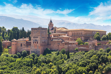 Arabic fortress of Alhambra in Granada in a beautiful summer day, Spain