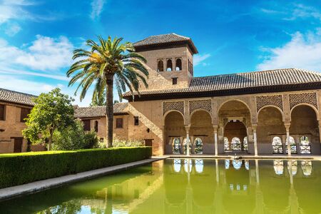 Partal Palace in Alhambra palace in Granada in a beautiful summer day, Spainのeditorial素材