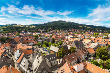 Panoramic aerial view of Goslar in a beautiful summer day, Germanyのeditorial素材