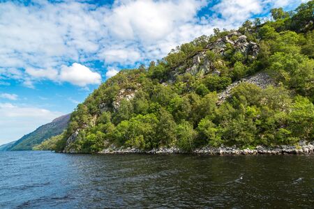 Beautiful view of the Loch Ness in Scotland in a beautiful summer day, United Kingdomの写真素材