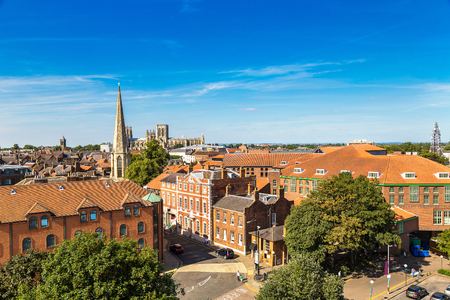 Panoramic aerial view of York in North Yorkshire in a beautiful summer day, England, United Kingdomの写真素材