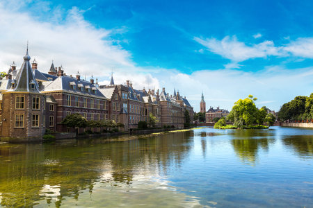 Binnenhof palace, dutch parliament in Hague in a beautiful summer day, The Netherlands