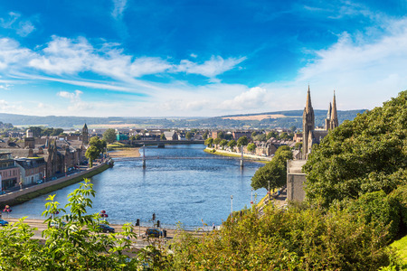 Cityscape of Inverness, Scotland in a beautiful summer day, United Kingdomの写真素材