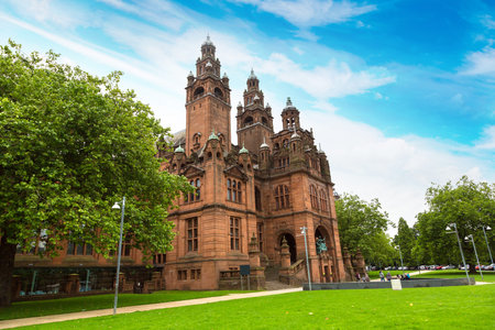 Kelvingrove Art Gallery and Museum in Glasgow, Scotland in a beautiful summer day, United Kingdomのeditorial素材