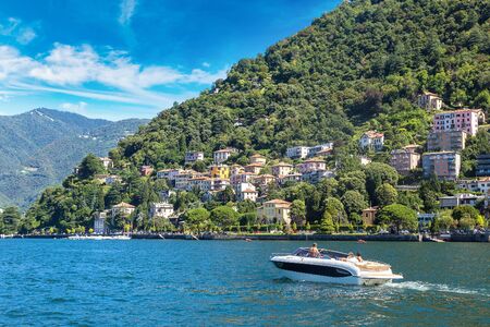 Lake Como in Italy in a beautiful summer dayの写真素材
