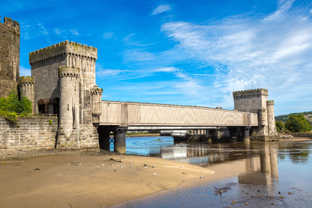 Conwy Castle in Wales in a beautiful summer day, England, United Kingdomの写真素材