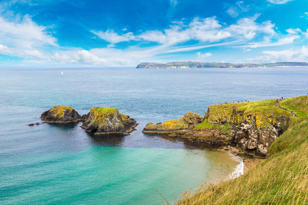 Carrick-a-Rede, Causeway Coast Route in a beautiful summer day, Northern Ireland, United Kingdomのeditorial素材