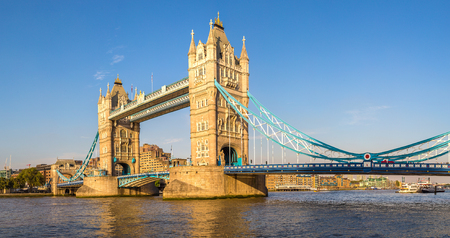 Tower Bridge in London in a beautiful summer day, England, United Kingdomの写真素材