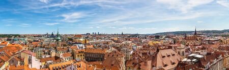 Panoramic aerial view of Prague in a beautiful summer day, Czech Republicの写真素材