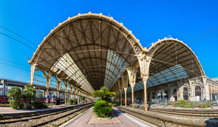 NICE, FRANCE - JUNE 21, 2016: Train station in Nice in a beautiful summer day, France on June 21, 2016のeditorial素材