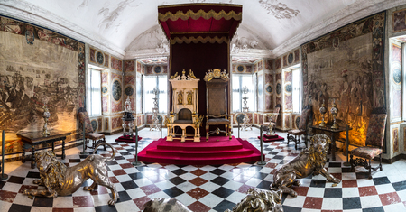COPENHAGEN, DENMARK - MAY 24: Interior of Rosenborg Castle - build by King Christian IV in Copenhagen, Denmark in a sunny day on May 24, 2017のeditorial素材