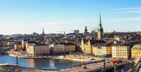 Panorama of Gamla Stan, the old part of Stockholm in a sunny day, Swedenのeditorial素材