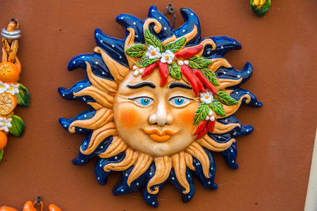 PALERMO, ITALY - JULY 28, 2017: Souvenirs of Sicily in Palermo, Italy in a beautiful summer dayのeditorial素材