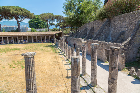 Pompeii city destroyed in 79BC by the eruption of volcano Vesuvius, Italy in a beautiful summer dayの写真素材