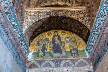 Jesus figure in Hagia Sophia interior in Istanbul, Turkey in a beautiful summer dayのeditorial素材