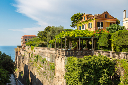 Panoramic aerial view of Sorrento, the Amalfi Coast in Italy in a beautiful summer dayのeditorial素材