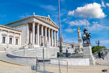 Austrian Parliament in Vienna, Austria in a beautiful summer dayのeditorial素材